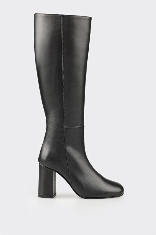 Elle Elle Siyah Deri Kadın Yüksek Topuk Çizme Bot | Boyner Siyah - 2. görsel
