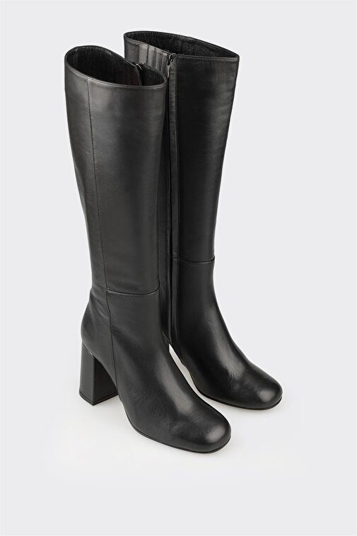 Elle Elle Siyah Deri Kadın Yüksek Topuk Çizme Bot | Boyner Siyah - 3. görsel