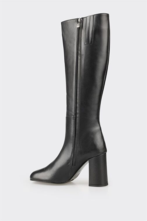 Elle Elle Siyah Deri Kadın Yüksek Topuk Çizme Bot | Boyner Siyah - 4. görsel