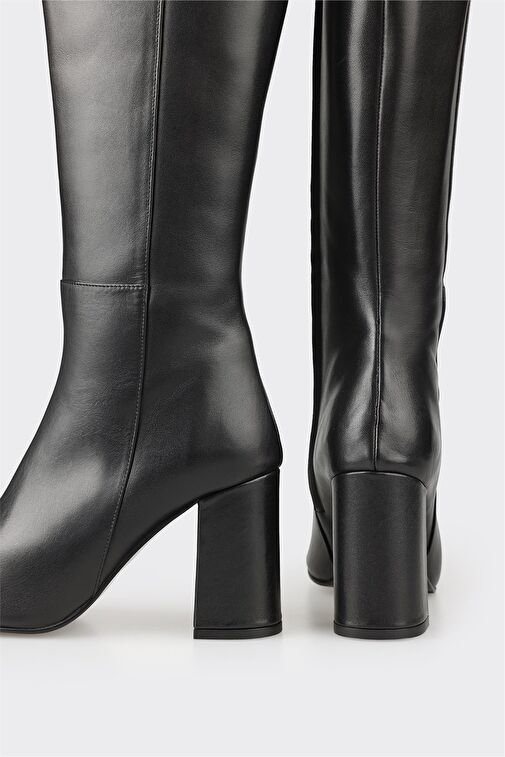 Elle Elle Siyah Deri Kadın Yüksek Topuk Çizme Bot | Boyner Siyah - 5. görsel