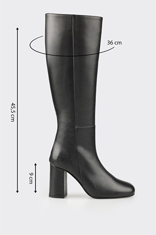 Elle Elle Siyah Deri Kadın Yüksek Topuk Çizme Bot | Boyner Siyah - 6. görsel