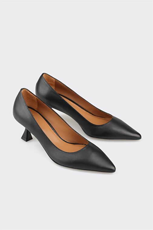 Siyah Deri Kadın Stiletto - Görsel 4