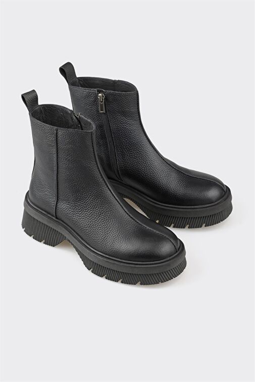 Siyah Deri Kadın Günlük Bot - Görsel 3