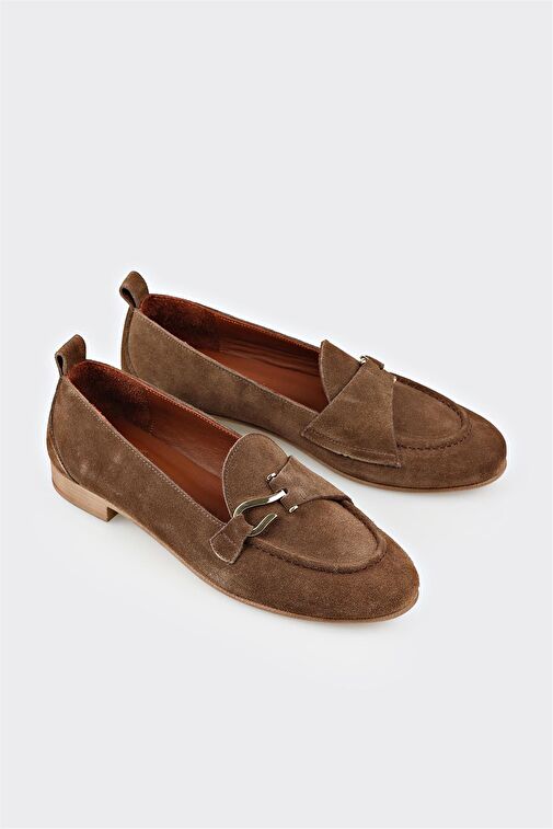 Kahve Deri Kadın Loafer - Görsel 3