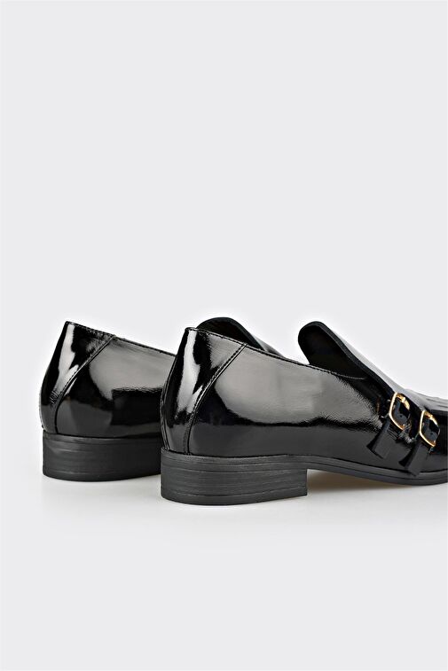 Siyah Deri Kadın Günlük Ayakkabı - Görsel 3