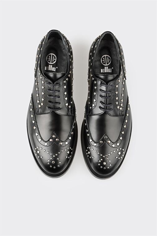 Elle Siyah Kadın Deri Günlük Ayakkabı NERISVED - Görsel 8