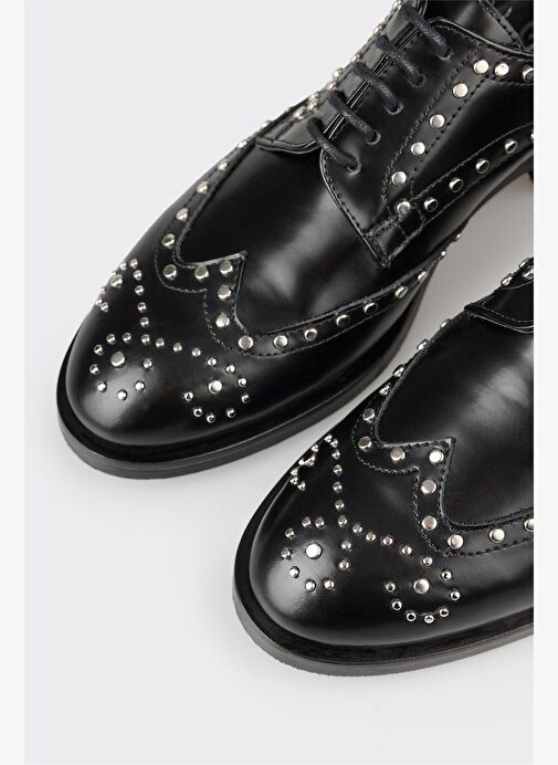 Elle Siyah Kadın Deri Günlük Ayakkabı NERISVED - Görsel 10