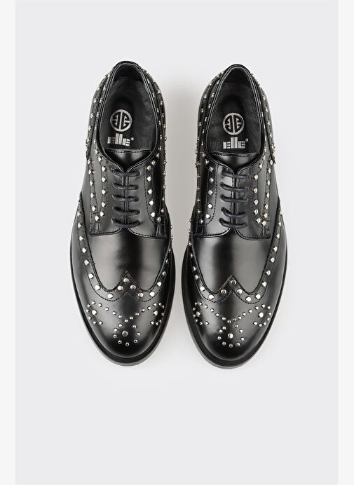 Elle Siyah Kadın Deri Günlük Ayakkabı NERISVED - Görsel 9