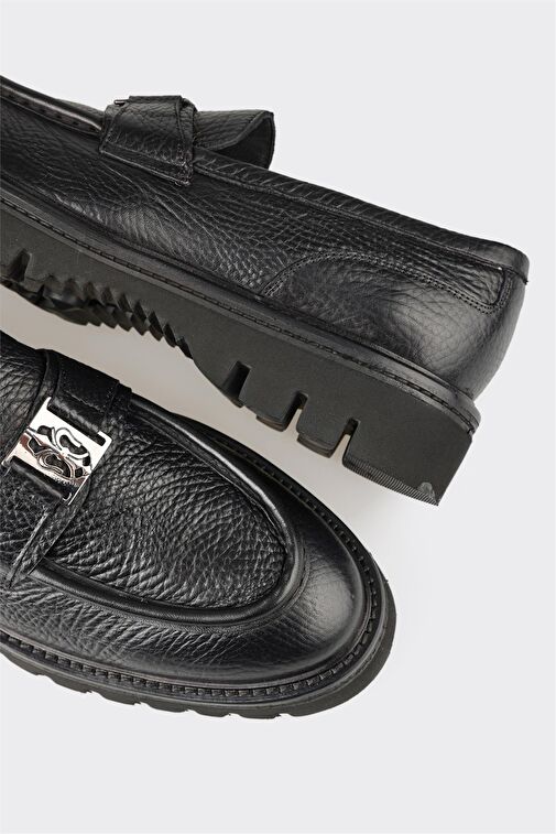 Siyah Deri Erkek Klasik Loafer - Görsel 6