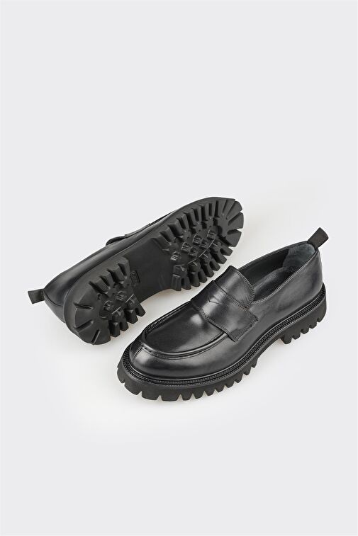 Siyah Deri Erkek Günlük Loafer - Görsel 4