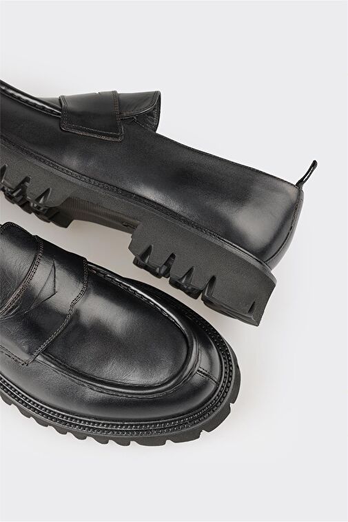 Siyah Deri Erkek Günlük Loafer - Görsel 6