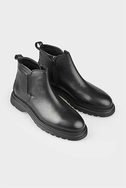 Elle Siyah Erkek Deri Günlük Ayakkabı MELOGNO - Görsel 3