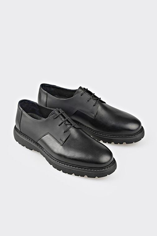 Elle Siyah Erkek Deri Günlük Ayakkabı BERNI - Görsel 2