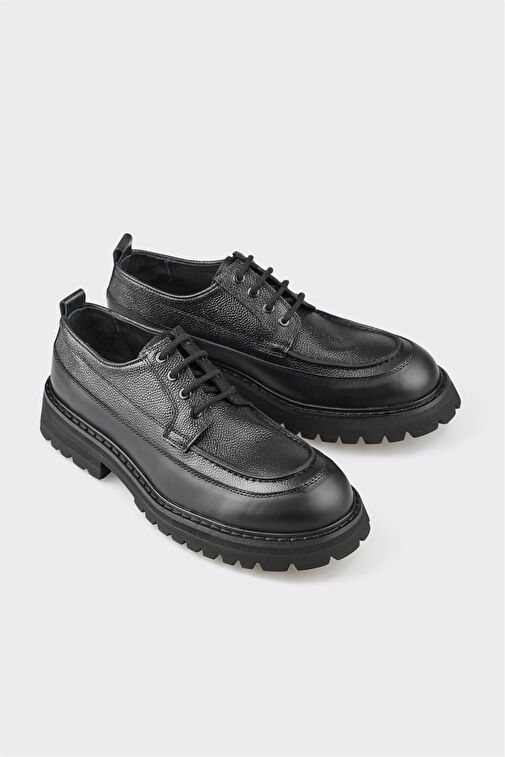 Siyah Deri Erkek Günlük Ayakkabı - Görsel 3