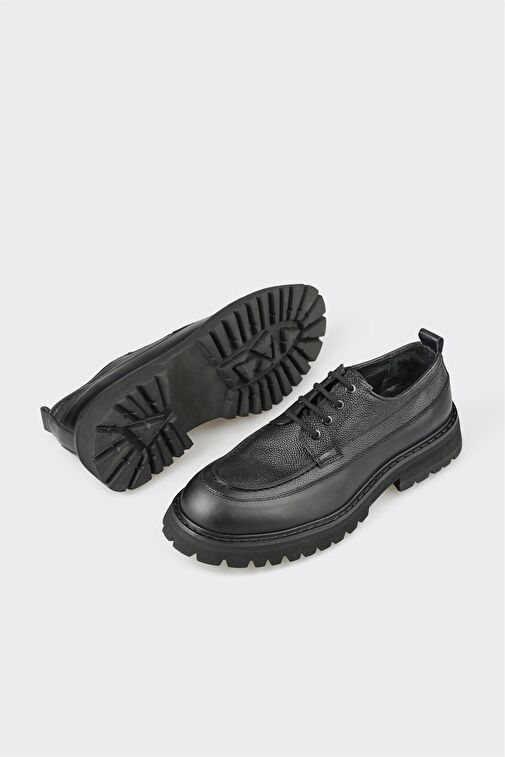 Siyah Deri Erkek Günlük Ayakkabı - Görsel 4