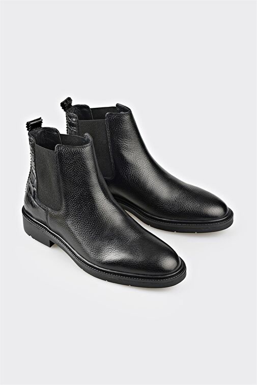 Siyah Deri Erkek Günlük Bot - Görsel 3