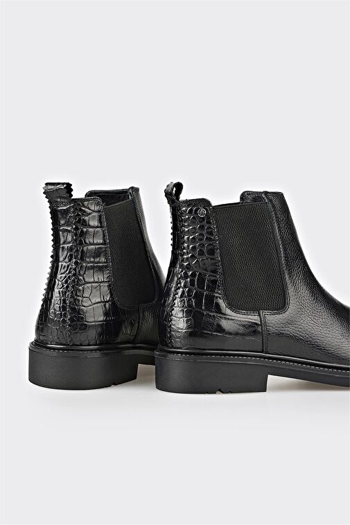 Siyah Deri Erkek Günlük Bot - Görsel 5