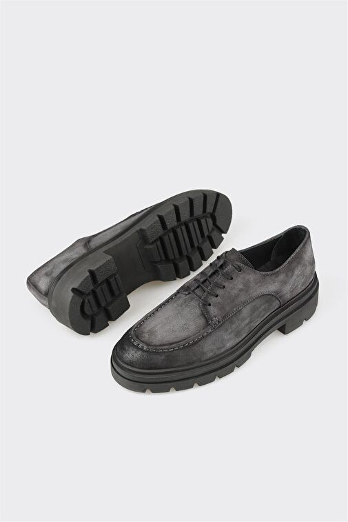 Antrasit Deri Erkek Günlük Ayakkabı - Görsel 6