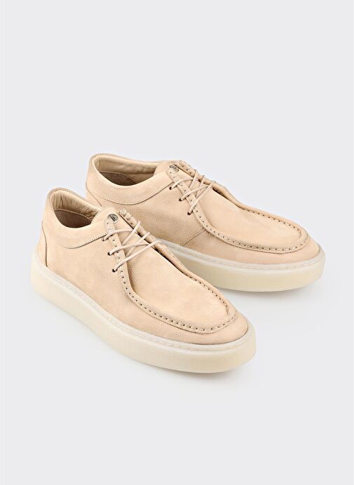 Bej Deri Erkek Günlük Ayakkabı - Görsel 3