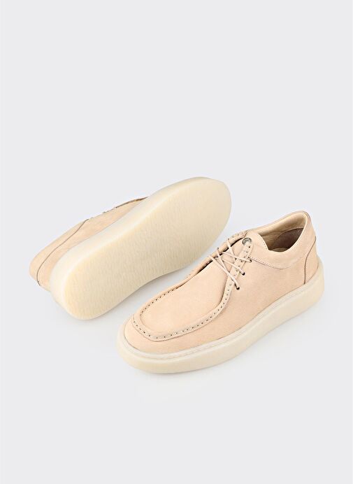 Bej Deri Erkek Günlük Ayakkabı - Görsel 4