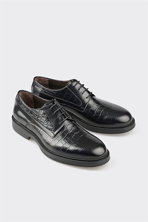 Siyah Deri Erkek Klasik Ayakkabı - Görsel 3