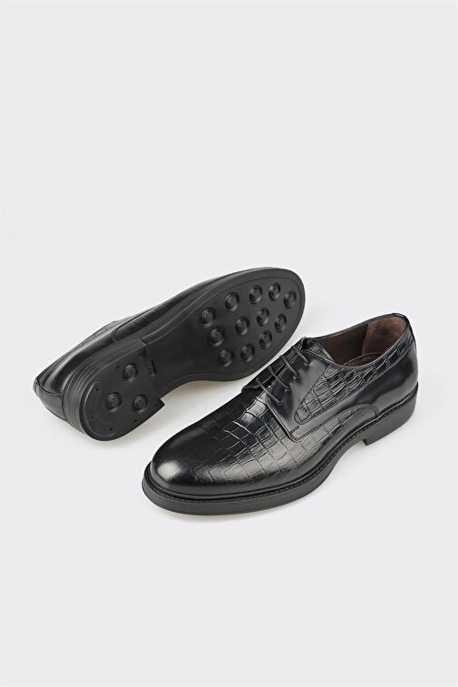 Siyah Deri Erkek Klasik Ayakkabı - Görsel 4