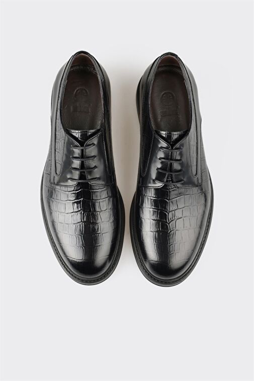 Siyah Deri Erkek Klasik Ayakkabı - Görsel 5