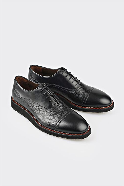 Siyah Deri Erkek Klasik Ayakkabı - Görsel 3