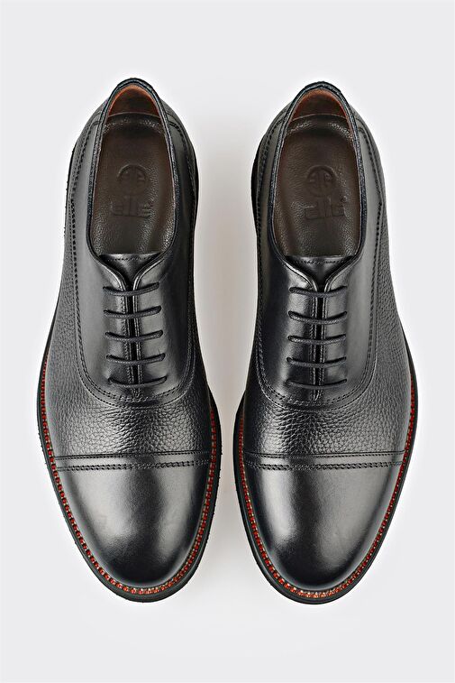 Siyah Deri Erkek Klasik Ayakkabı - Görsel 5