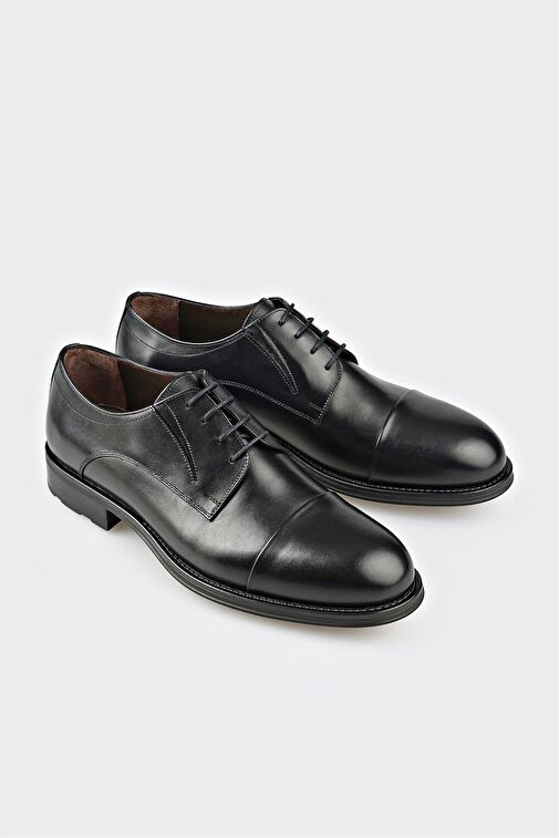 Elle Siyah Erkek Deri Klasik Ayakkabı EBULE - Görsel 3