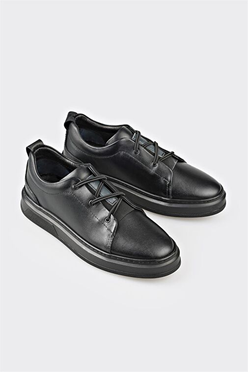 Siyah Deri Erkek Günlük Ayakkabı - Görsel 3