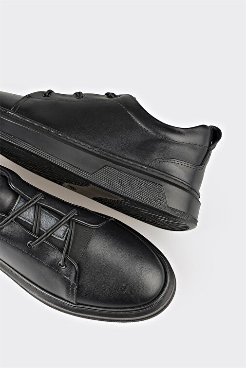 Siyah Deri Erkek Günlük Ayakkabı - Görsel 6