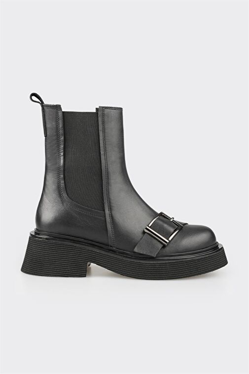 Siyah Deri Kadın Günlük Bot - Görsel 2