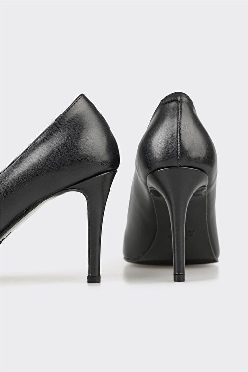 Siyah Deri Kadın Stiletto - Görsel 5