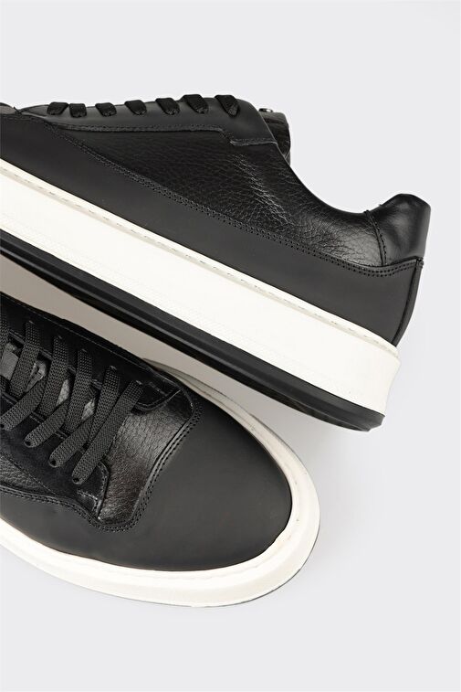 Siyah Deri Erkek Günlük Ayakkabı - Görsel 6