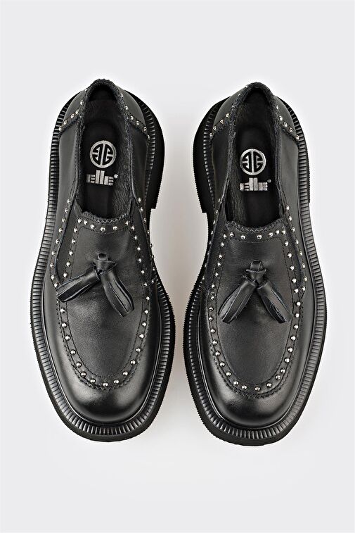 Elle Elle Siyah Kadın Deri Günlük Ayakkabı HUVACAD Klasik Ayakkabı | Boyner Siyah - 5. görsel