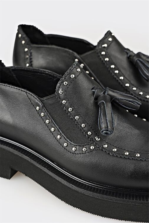 Elle Elle Siyah Kadın Deri Günlük Ayakkabı HUVACAD Klasik Ayakkabı | Boyner Siyah - 6. görsel