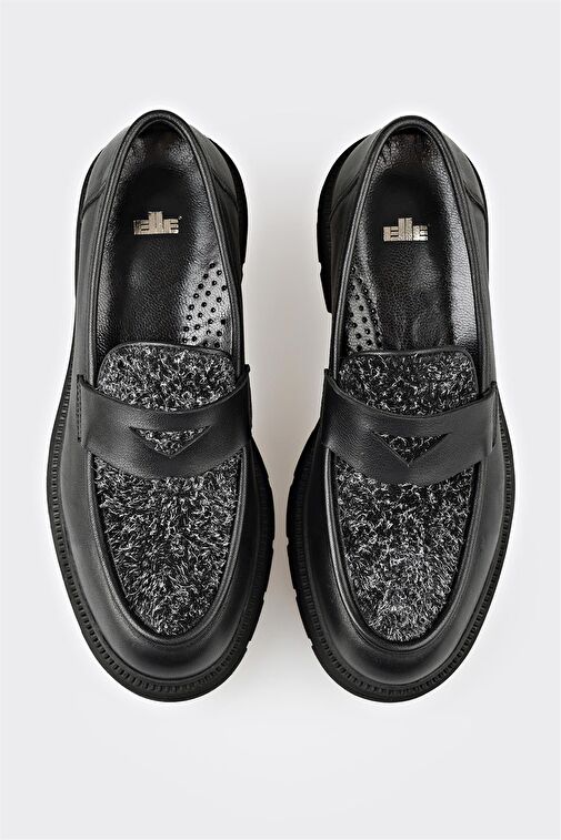 Elle Siyah Kadın Deri Günlük Ayakkabı HOVERA - Görsel 5