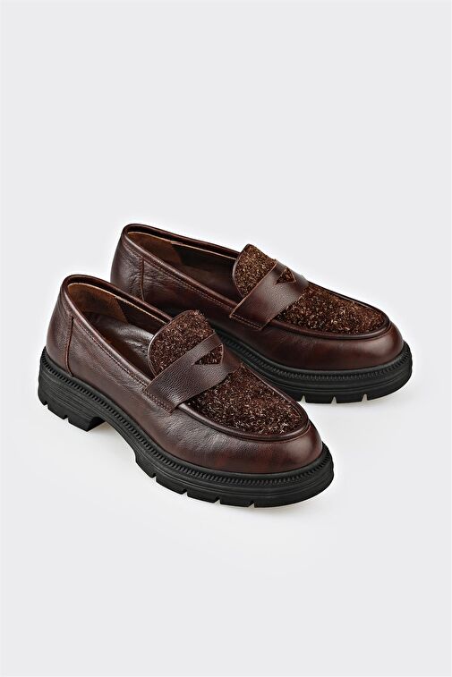 Kahve Deri Kadın Günlük Ayakkabı - Görsel 3