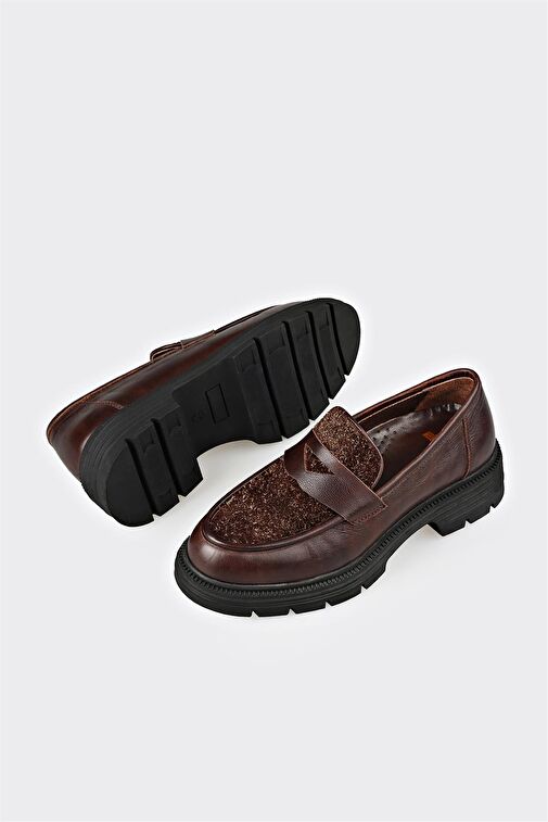 Kahve Deri Kadın Günlük Ayakkabı - Görsel 4