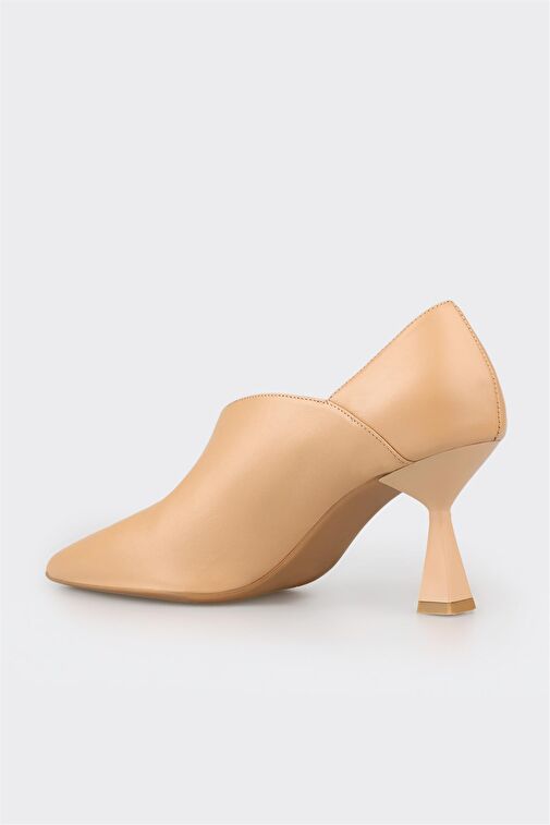 Elle Bej Kadın Deri Topuklu Ayakkabı YAMMU - Görsel 4