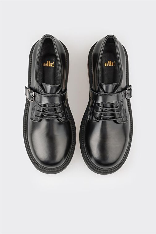 Siyah Deri Kadın Günlük Ayakkabı - Görsel 5