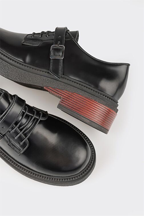 Siyah Deri Kadın Günlük Ayakkabı - Görsel 6