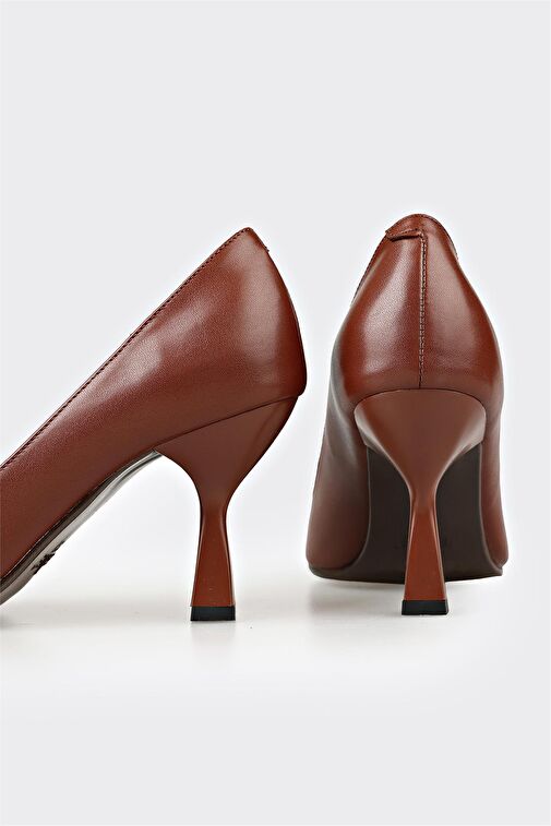 Kahve Deri Kadın Stiletto - Görsel 5