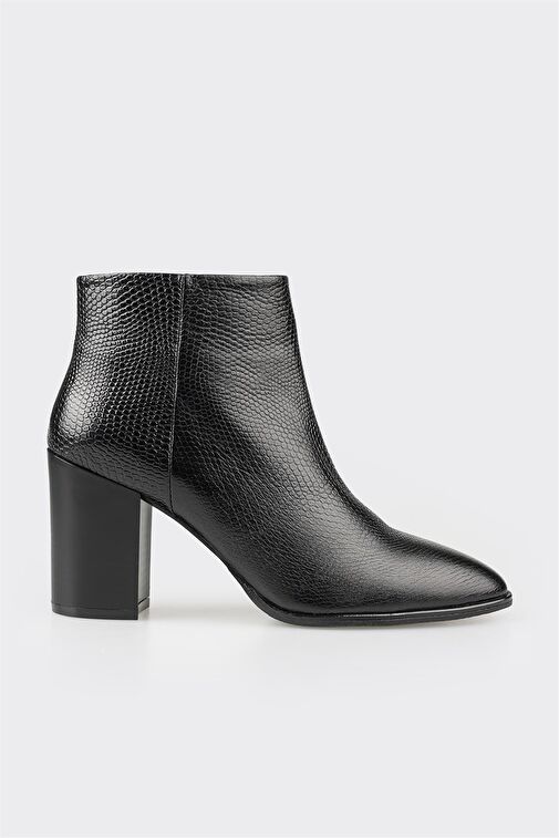Siyah Deri Kadın Klasik Bot - Görsel 2