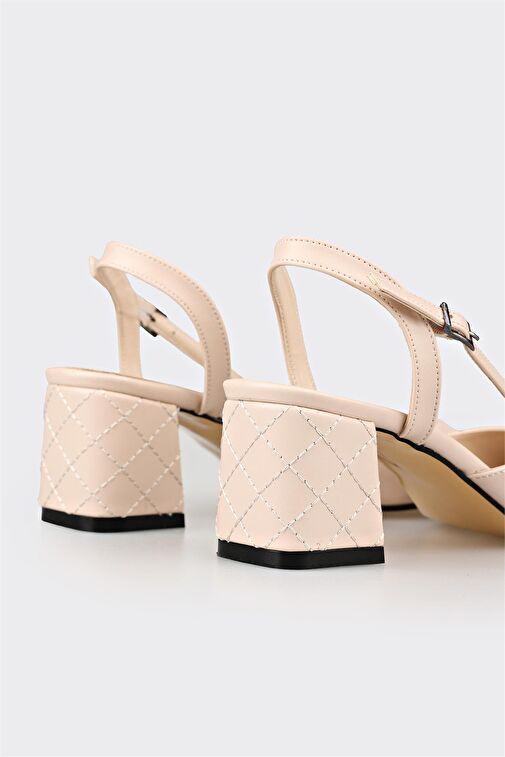 Bej Kadın Topuklu Ayakkabı - Görsel 5