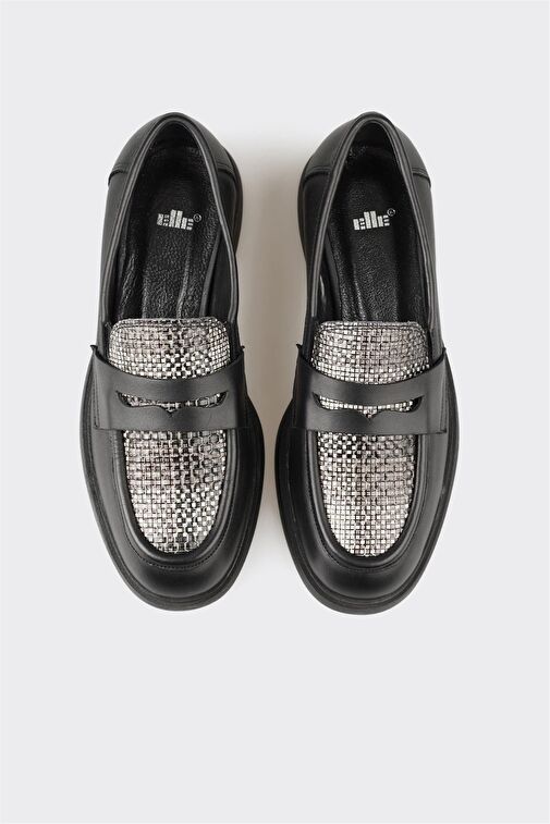 Siyah Deri Kadın Günlük Ayakkabı - Görsel 5