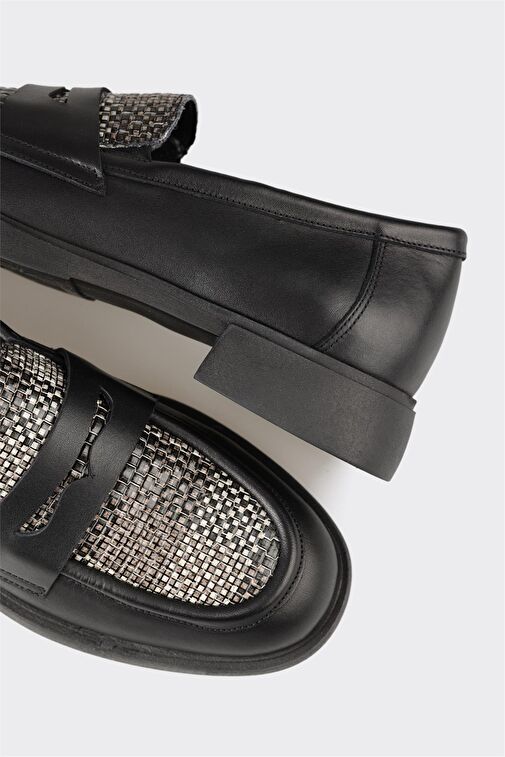 Siyah Deri Kadın Günlük Ayakkabı - Görsel 6