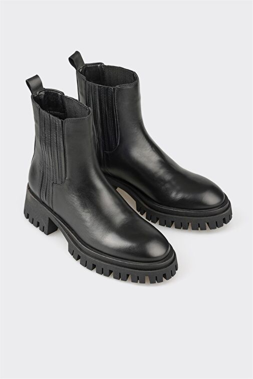 Siyah Deri Kadın Günlük Bot - Görsel 3