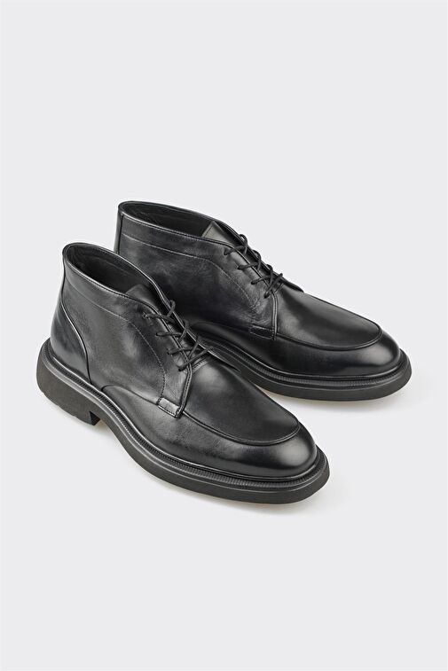 Siyah Deri Erkek Günlük Bot - Görsel 3